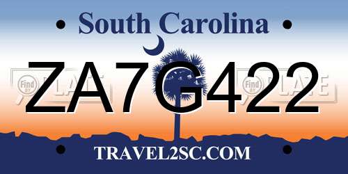 ZA7G422 South Carolina License Plate