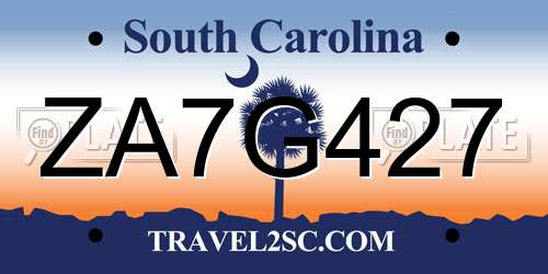 ZA7G427 South Carolina License Plate