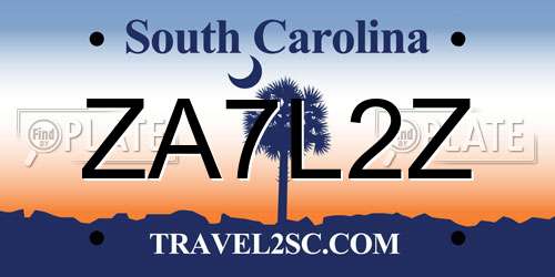 ZA7L2Z South Carolina License Plate