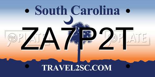 ZA7P2T South Carolina License Plate