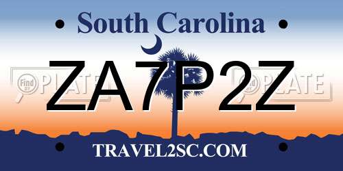 ZA7P2Z South Carolina License Plate
