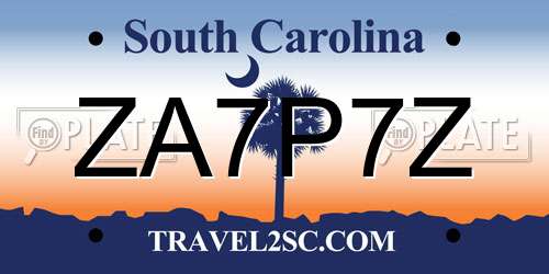 ZA7P7Z South Carolina License Plate