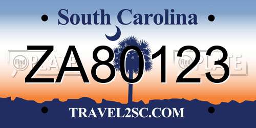 ZA80123 South Carolina License Plate
