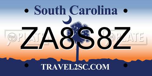 ZA8S8Z South Carolina License Plate