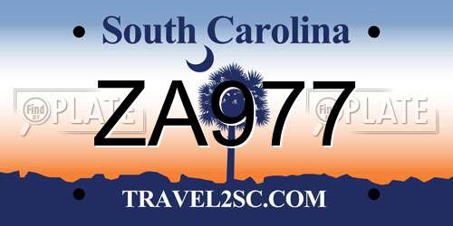 ZA977 South Carolina License Plate