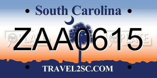 ZAA0615 South Carolina License Plate