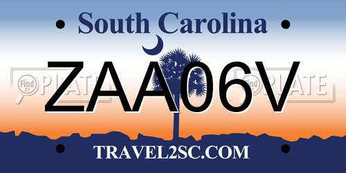 ZAA06V South Carolina License Plate