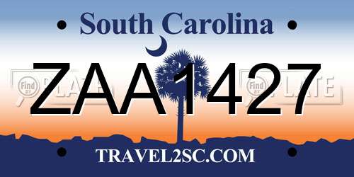 ZAA1427 South Carolina License Plate