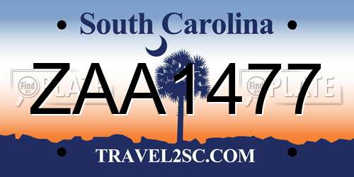 ZAA1477 South Carolina License Plate