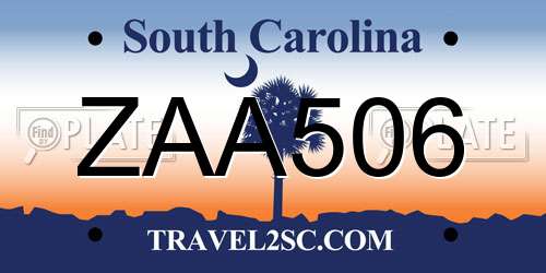 ZAA506 South Carolina License Plate