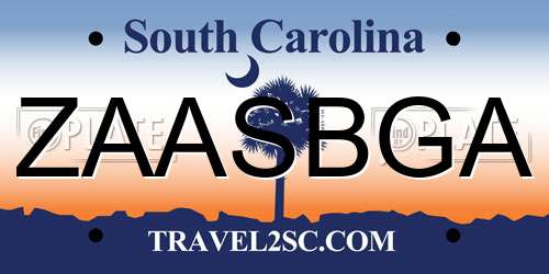 ZAASBGA South Carolina License Plate