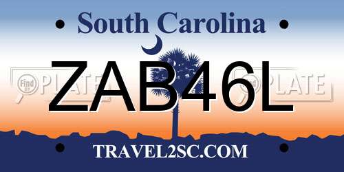 ZAB46L South Carolina License Plate