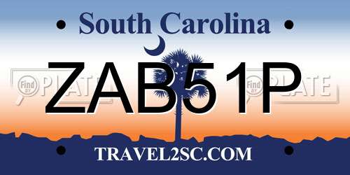 ZAB51P South Carolina License Plate