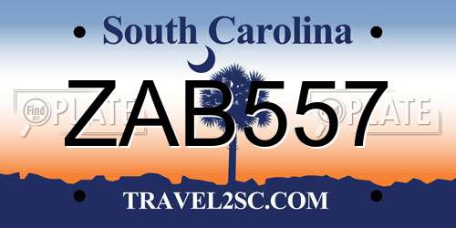 ZAB557 South Carolina License Plate