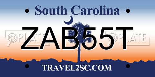 ZAB55T South Carolina License Plate