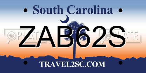 ZAB62S South Carolina License Plate