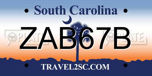ZAB67B South Carolina License Plate