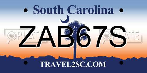 ZAB67S South Carolina License Plate