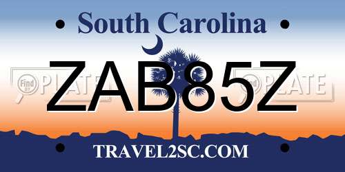 ZAB85Z South Carolina License Plate