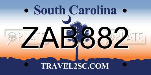ZAB882 South Carolina License Plate