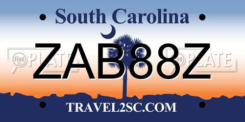 ZAB88Z South Carolina License Plate