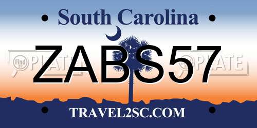 ZABS57 South Carolina License Plate