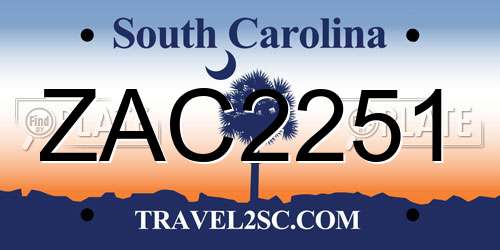 ZAC2251 South Carolina License Plate