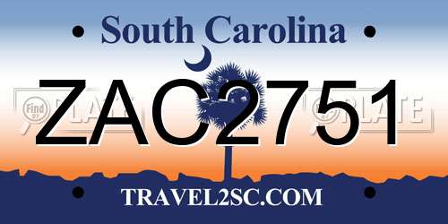 ZAC2751 South Carolina License Plate