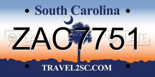 ZAC7751 South Carolina License Plate