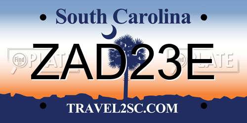 ZAD23E South Carolina License Plate