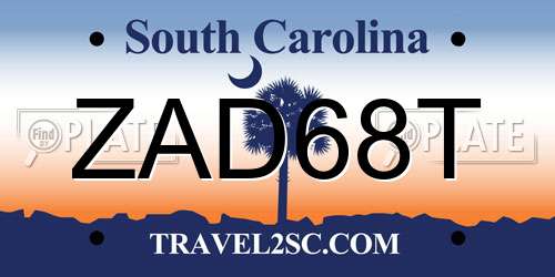 ZAD68T South Carolina License Plate