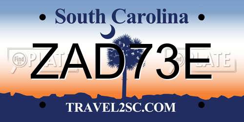 ZAD73E South Carolina License Plate