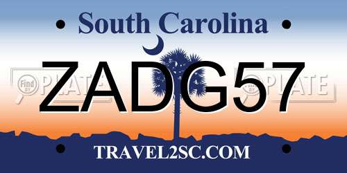 ZADG57 South Carolina License Plate