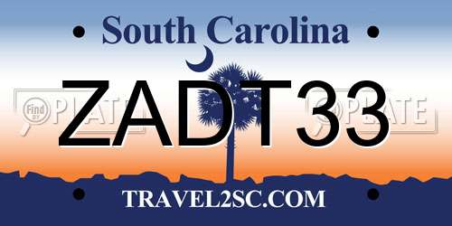 ZADT33 South Carolina License Plate