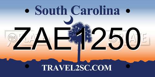 ZAE1250 South Carolina License Plate
