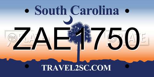 ZAE1750 South Carolina License Plate