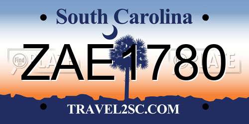 ZAE1780 South Carolina License Plate