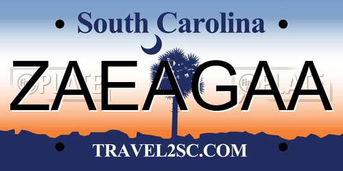ZAEAGAA South Carolina License Plate
