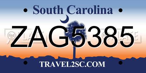 ZAG5385 South Carolina License Plate