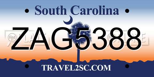 ZAG5388 South Carolina License Plate