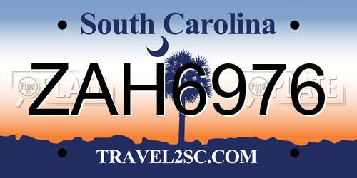 ZAH6976 South Carolina License Plate