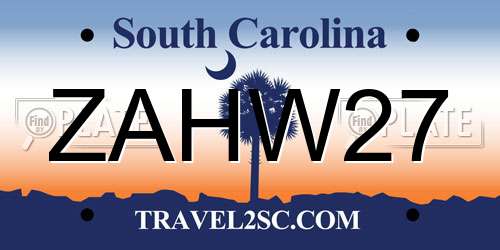 ZAHW27 South Carolina License Plate