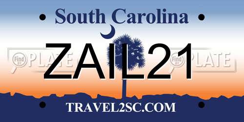 ZAIL21 South Carolina License Plate