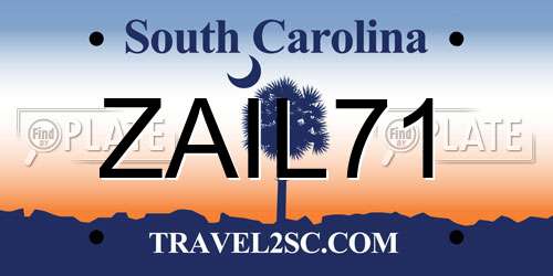 ZAIL71 South Carolina License Plate