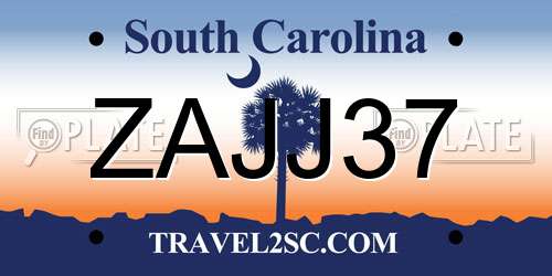 ZAJJ37 South Carolina License Plate