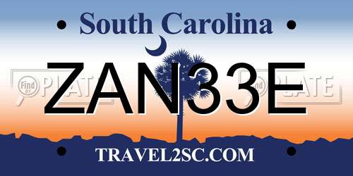 ZAN33E South Carolina License Plate