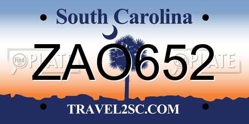ZAO652 South Carolina License Plate