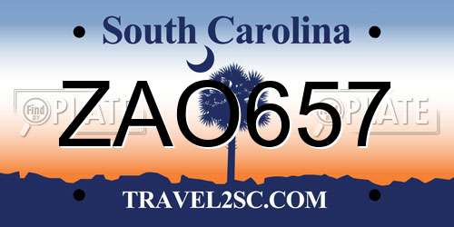 ZAO657 South Carolina License Plate