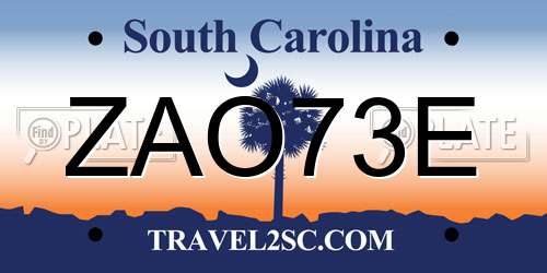 ZAO73E South Carolina License Plate