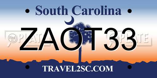 ZAOT33 South Carolina License Plate